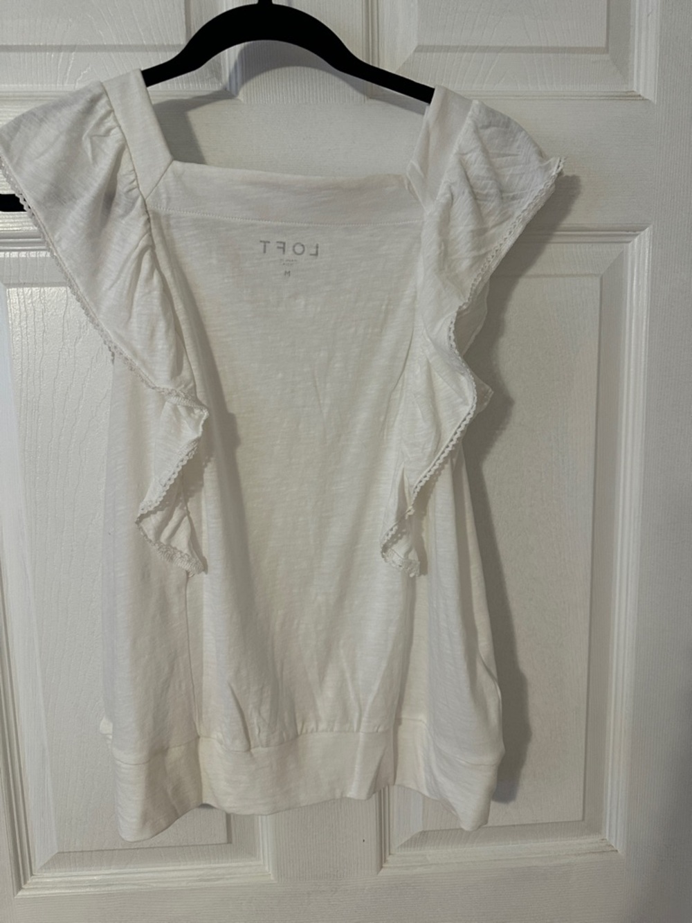 LOFT White Ruffle Strap Tank Top - Picture 6 of 6